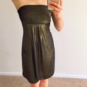 Forever 21 Disco Queen Studio 54 Gold Black Metallic Mini Strapless Dress